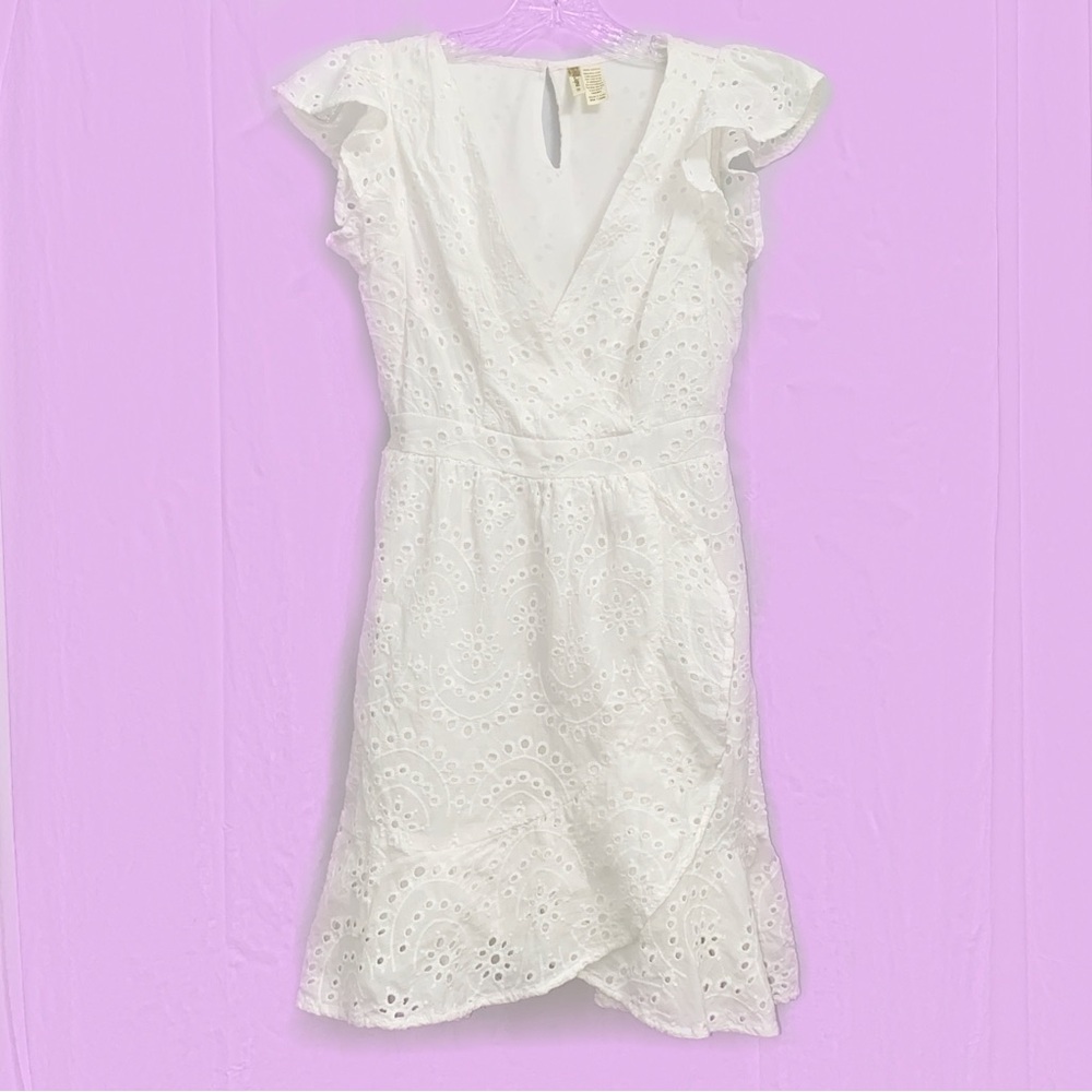 ❤️ Japna White Cotton Eyelet Mini Dress
